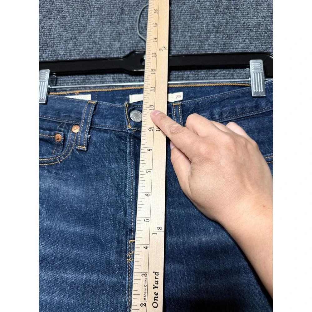 Levi's Wedgie Straight Jeans Women 25 Blue Excellent High Rise Raw Hem